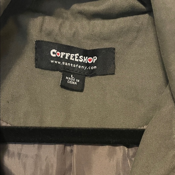 CoffeeShop Olive Utility Jacket with Patterned Sleeves - Picture 3 of 6